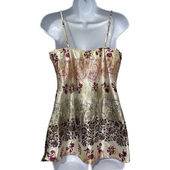 Xhilaration Y2K Satin Babydoll Lace Trim Sequin Tank Size L Floral Fairycore - Picture 2 of 9